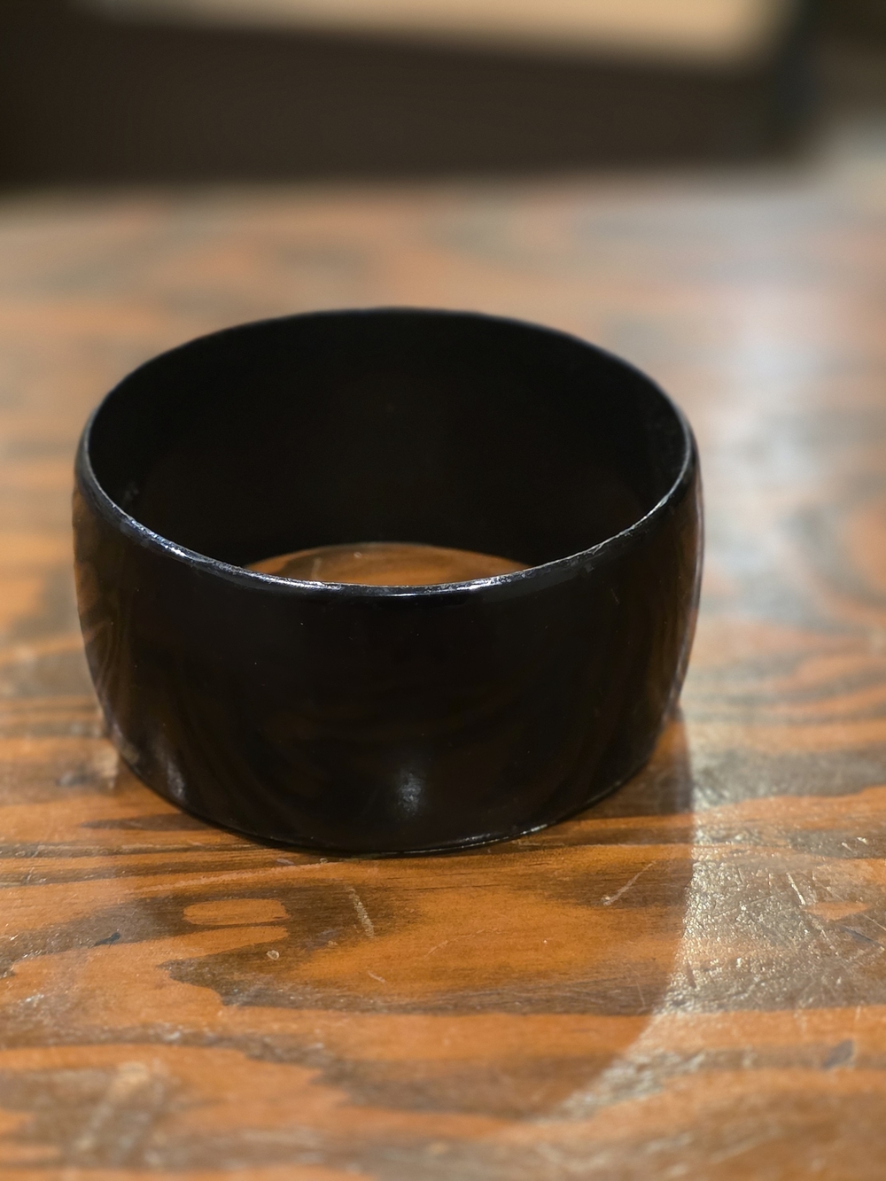 Black Wide Bangle Bracelet